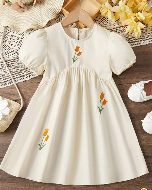 Embroidered Tulip Dress